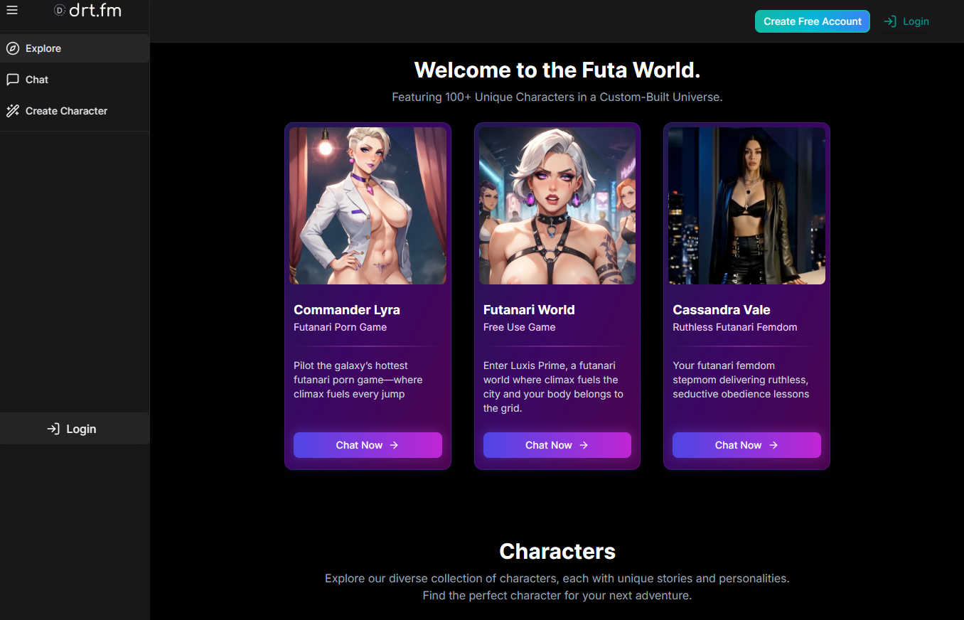 DRT.fm Chatbot application interface and features
