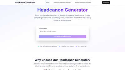 Headcanon Generator - AI tool for productivity