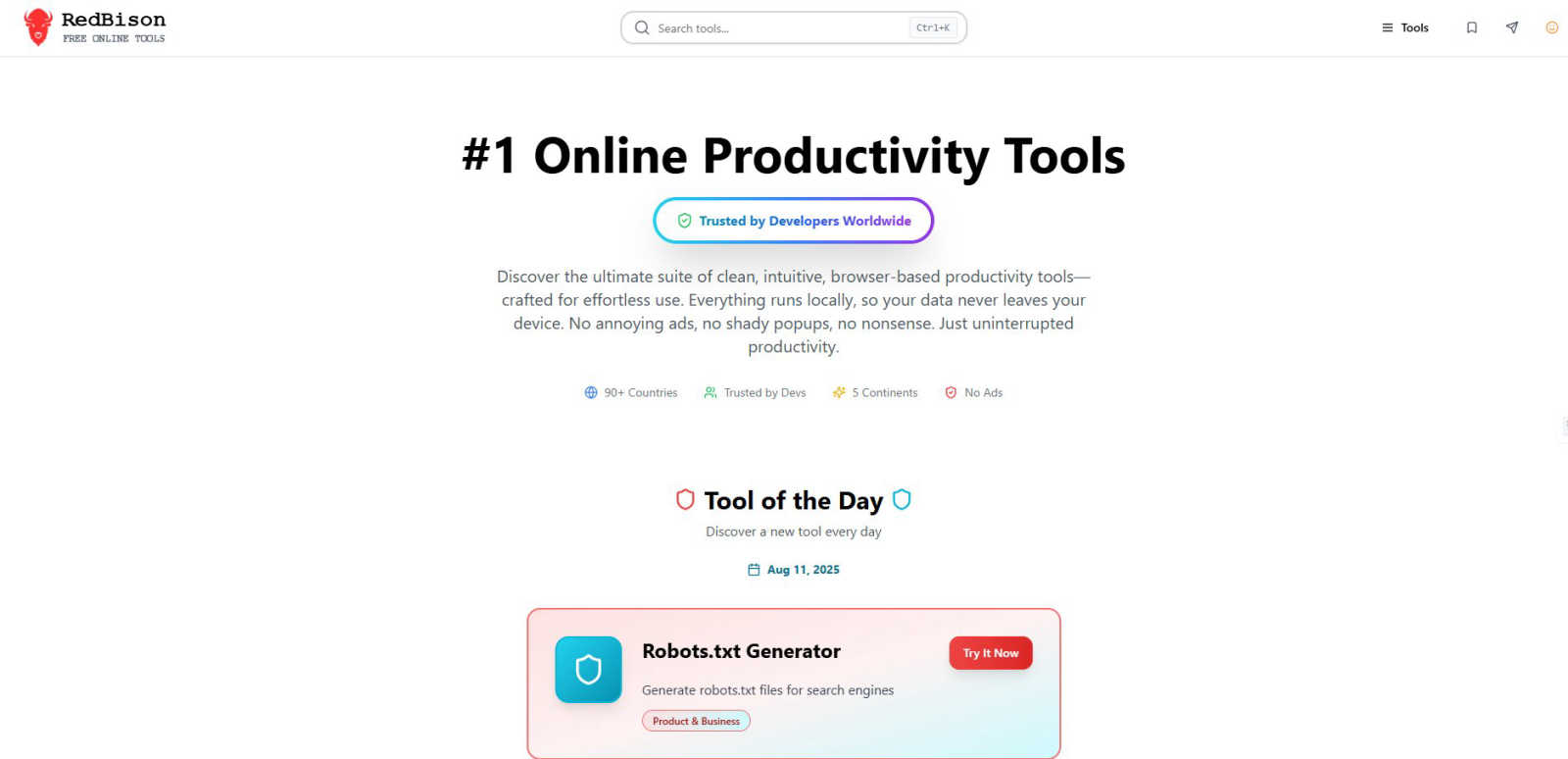 RedBison application interface and features
