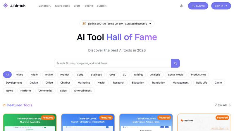 AIDirHub application interface and features