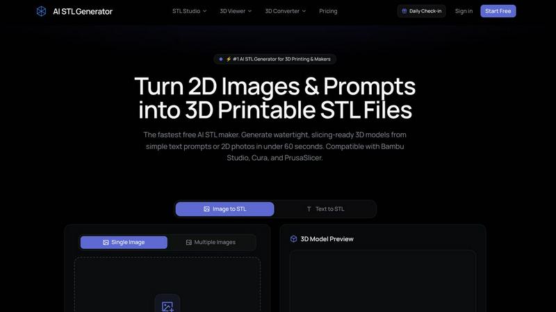 AI STL Generator application interface and features