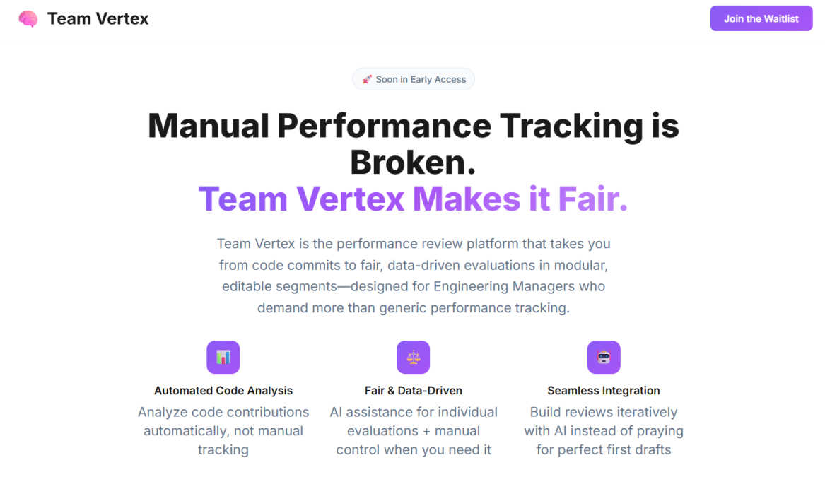 Team Vertex application interface and features
