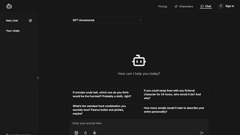 GPT Uncensored application interface and features