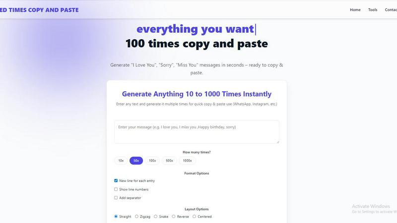 Hundred times copy and paste application interface and features