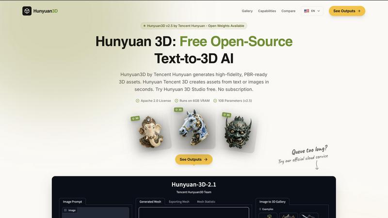 Hunyuan3D application interface and features