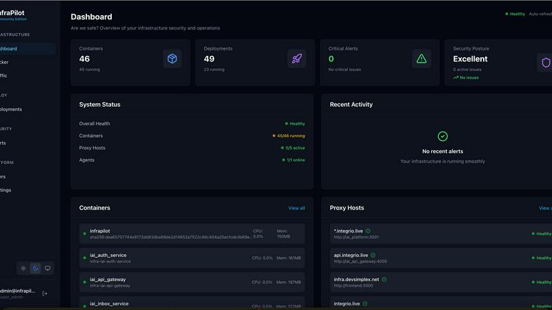 InfraPilot application interface and features