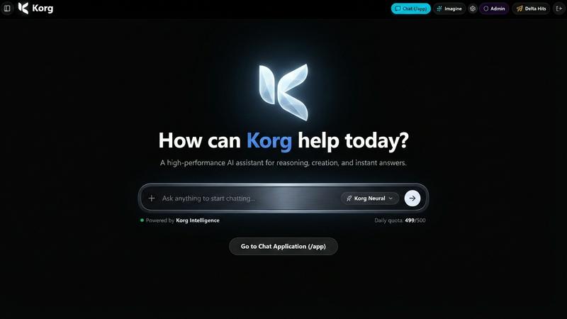 Korg Chat application interface and features