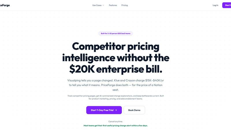 PriceForge application interface and features