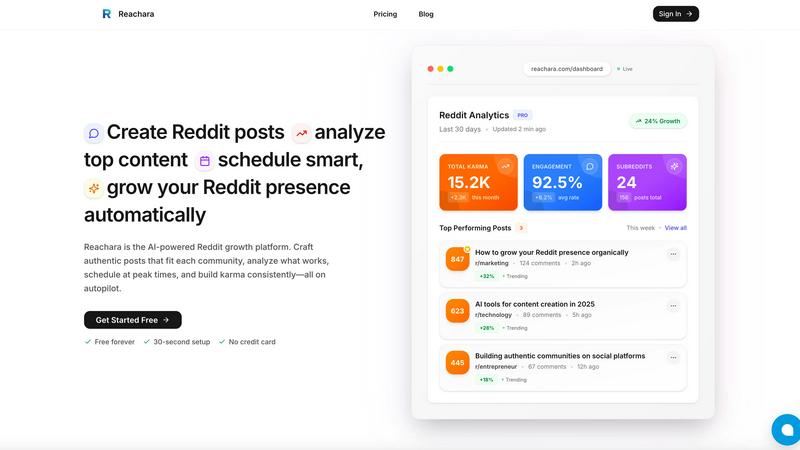 Reachara application interface and features