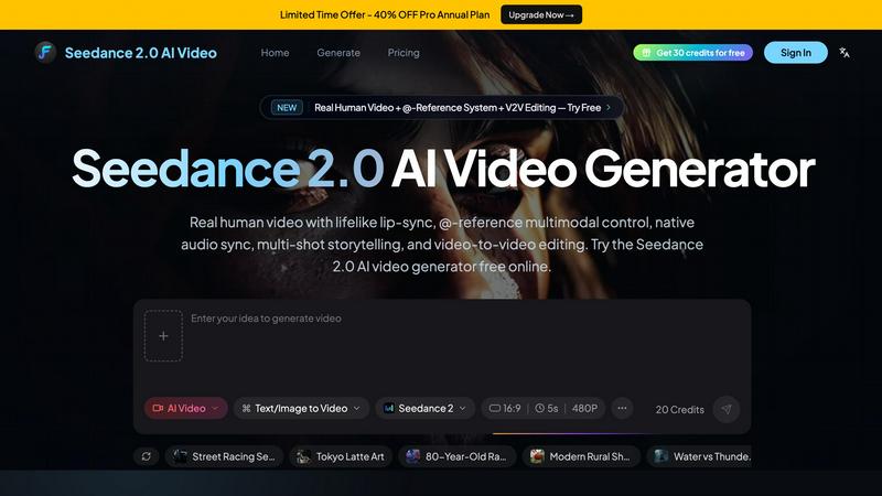 Seedance 2.0 AI Video application interface and features