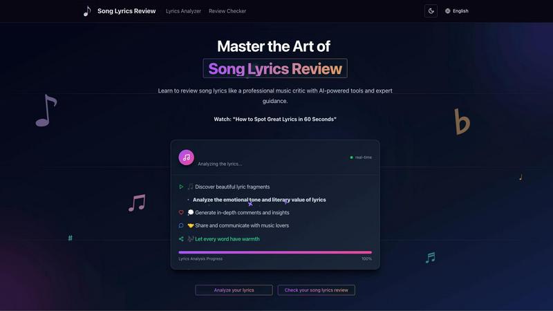 Song Lyrics Review application interface and features
