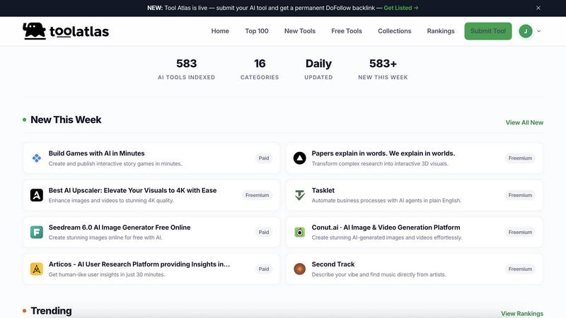 ToolAtlas application interface and features