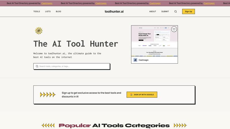 ToolHunter AI application interface and features