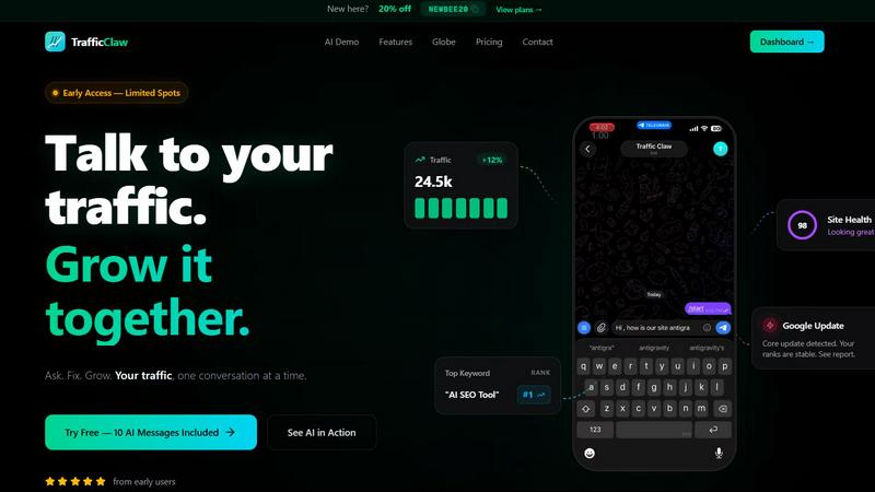 Trafficclaw application interface and features