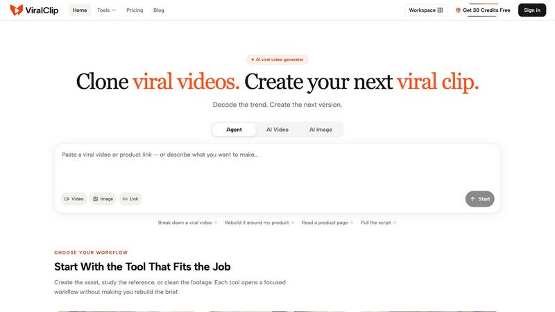 ViralClip application interface and features