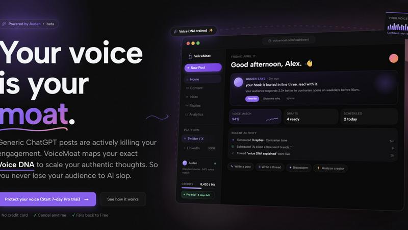 VoiceMOAT application interface and features