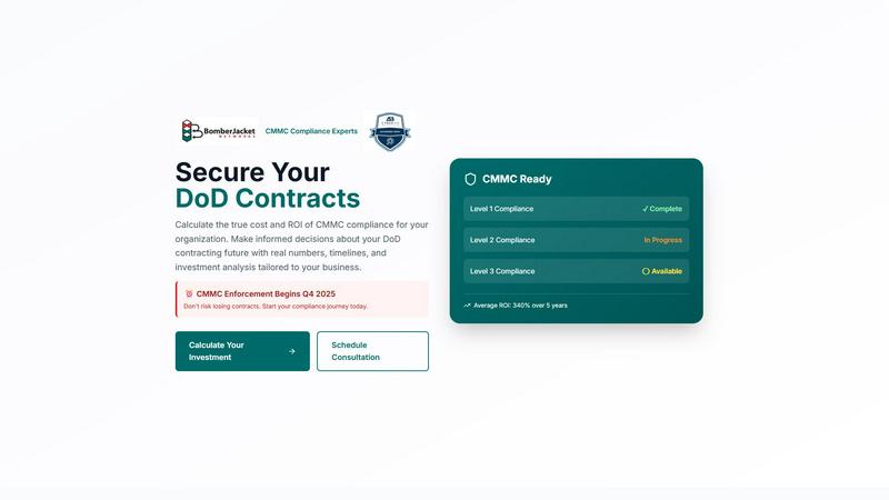 CMMC ROI application interface and features