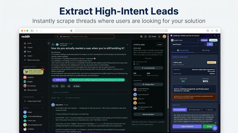 LeadSniper Pro application interface and features