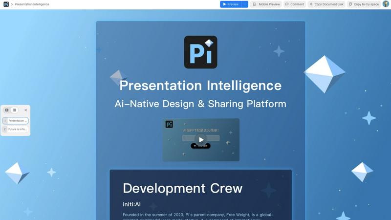 Presentation Intelligence application interface and features