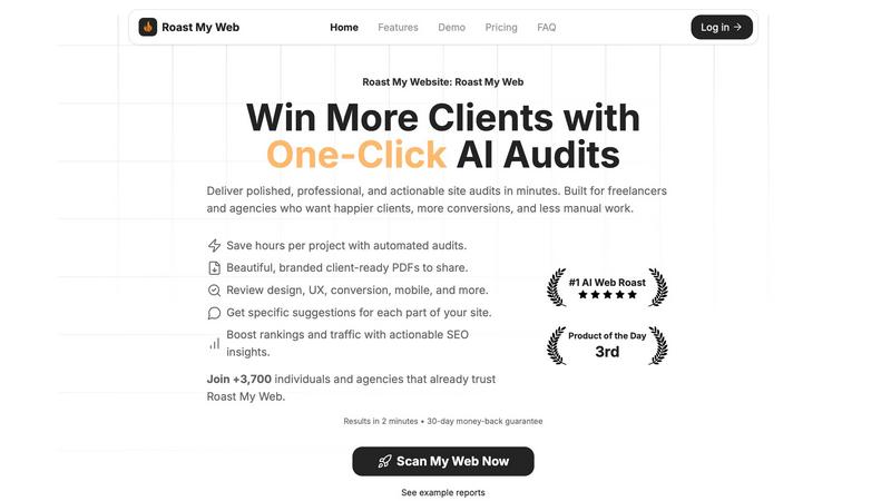Roast My Web application interface and features
