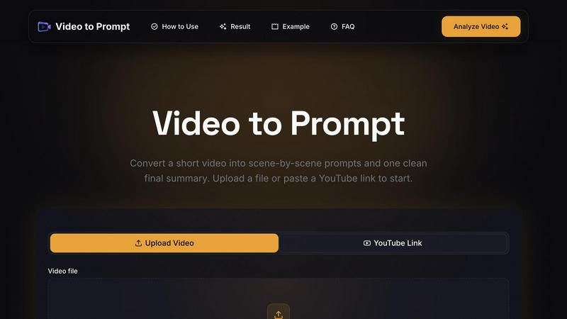 videotoprompt application interface and features