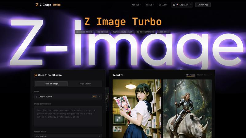 Z Image Turbo application interface and features